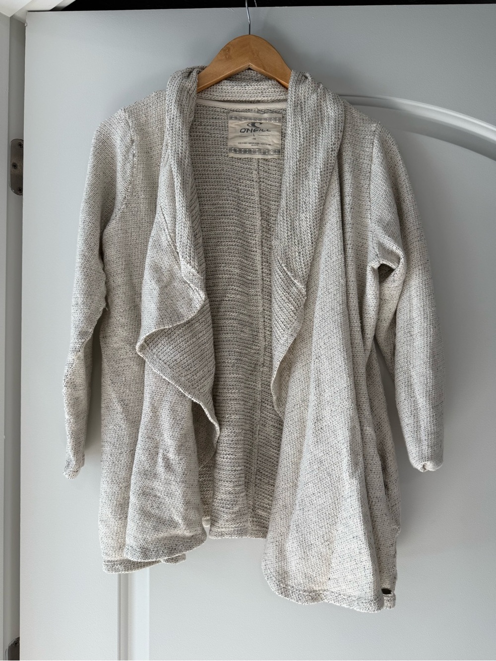 O'Neill Women's Light Cream Open-Front Knit Cardigan